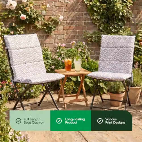 Gardenwize Pack of 2 Geo Full Length Outdoor Seat Cushions in Grey and Multicolour – 6