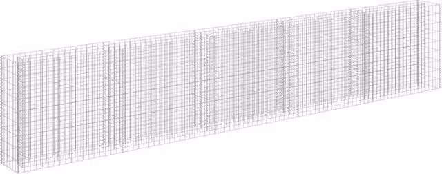 Berkfield Home Silver Galvanised Steel Stone Gabion Raised Bed, W/D/H: 450 x 30 x 90 cm – 1