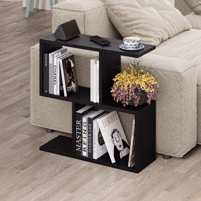 Decortie Homemania Modern 4-Compartment Side Table in Black, W/D/H: 60 x 60 x 60 cm – 1