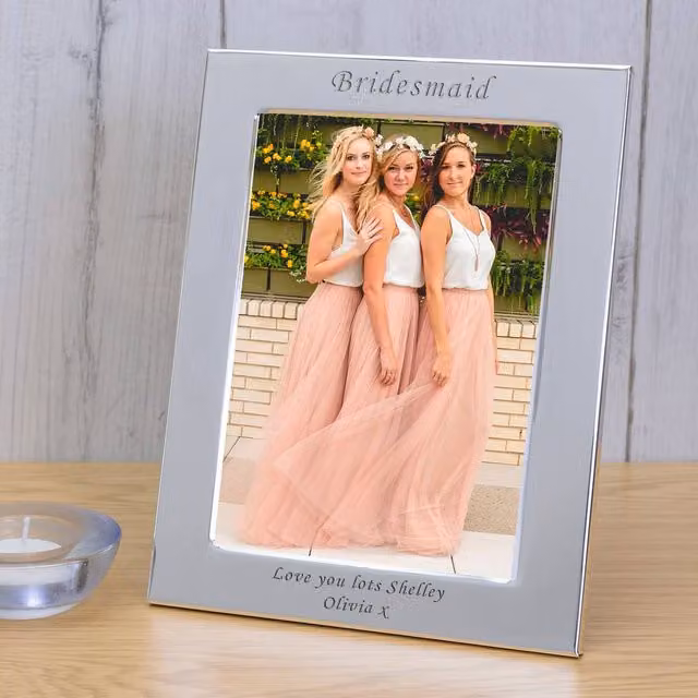 Uniqueful Silver Plated Rectangular Single Picture Frame for Bridesmaids and Wedding Gifts, W/H: 16.5 x 21.5 cm
