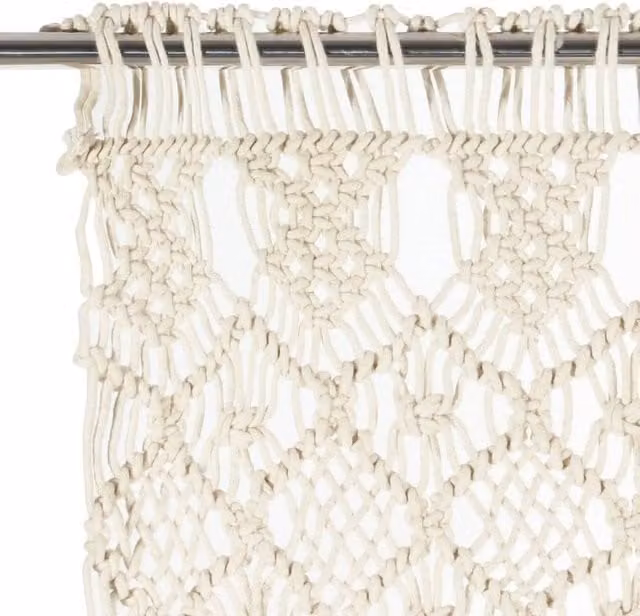 Berkfield Home Macrame Cotton Curtain in Beige, W: 140 cm, H: 240 cm