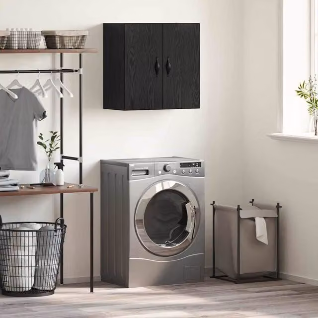 Berkfield Home Wall Cabinet in Black Oak, W: 60 cm, D: 31 cm, H: 60 cm