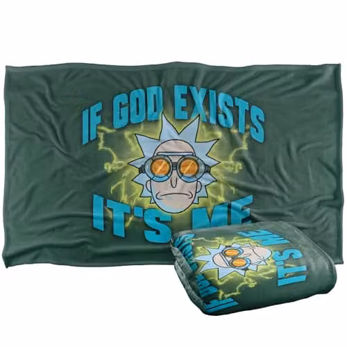 LOGOVISION Rick and Morty If God Exists Super Soft Fleece Throw Blanket, Multicolour, W: 91.44 cm x D: 91.44 cm x H: 147 cm – 1
