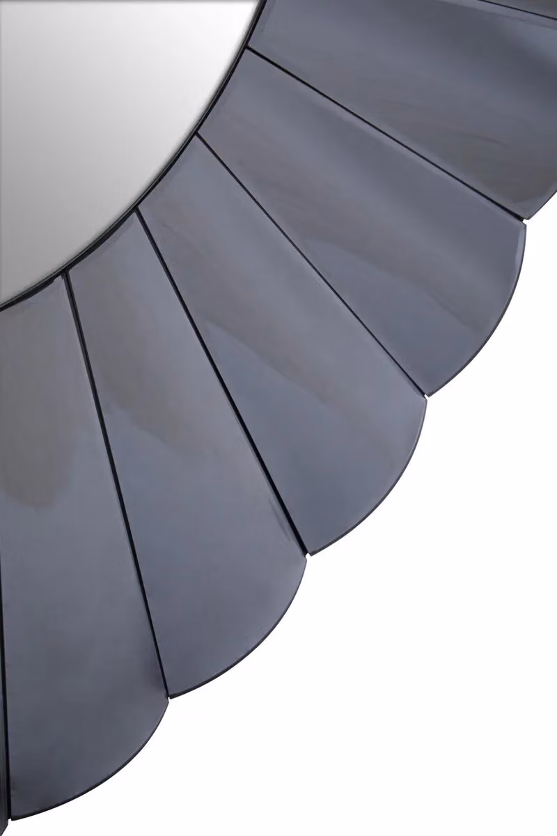 Orsina Contemporary Round Silver and Grey Wall Mirror with Floral Wood and Glass Design – 3