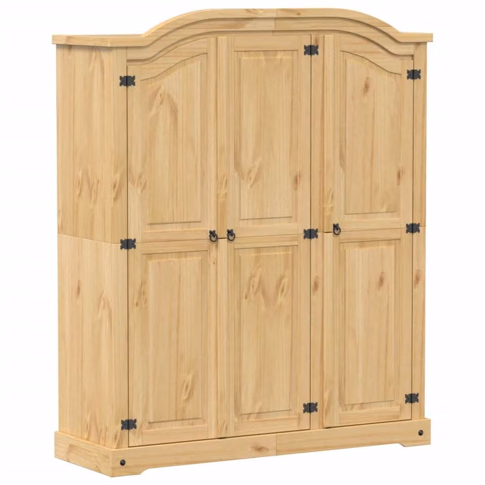 Berkfield Home Corona Wardrobe in Brown Waxed Solid Pine, W/D/H: 151.5 x 52 x 186 cm – 2