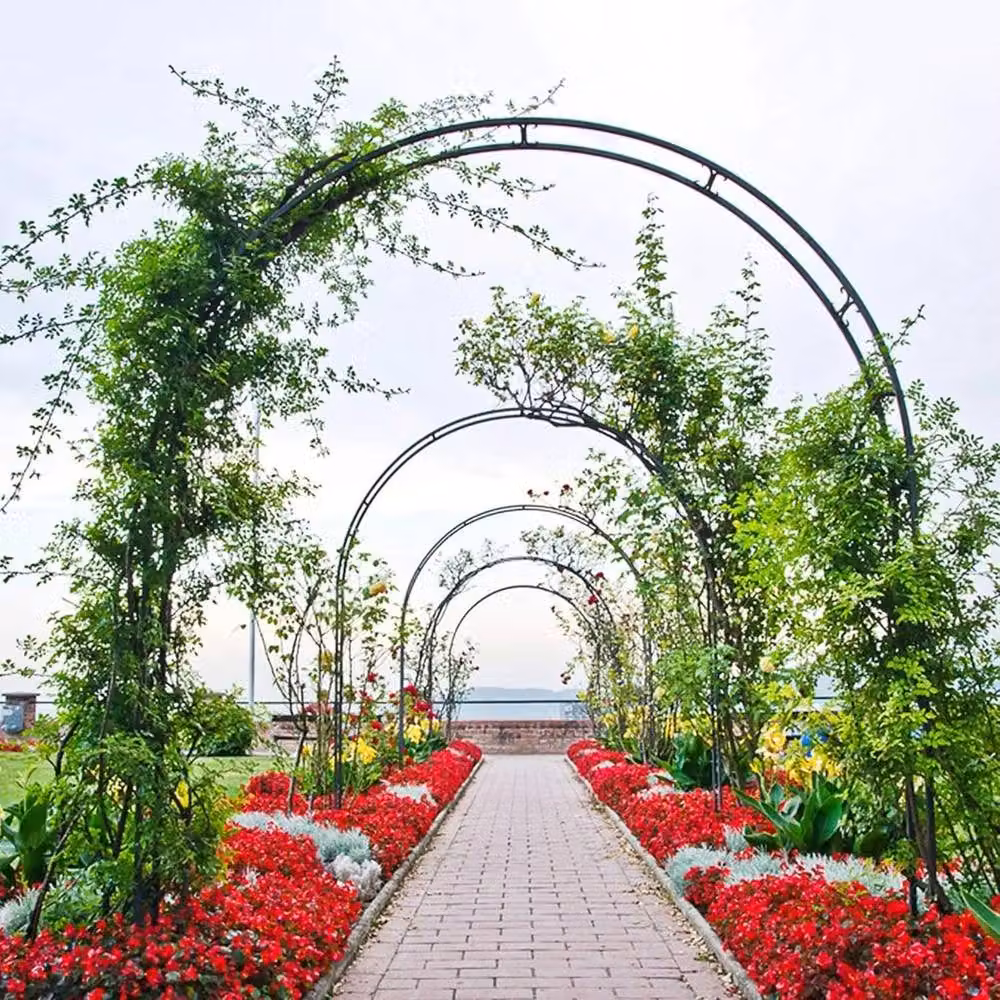 NESTLUNE Heavy Duty Climbing Plant Archway Garden Trellis in Black, W/D/H: 100 x 15 x 15 cm – 3