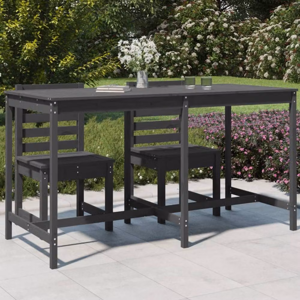 Berkfield Home Grey Solid Wood Pine Garden Table W/D/H: 203.5 x 90 x 110 cm – 2