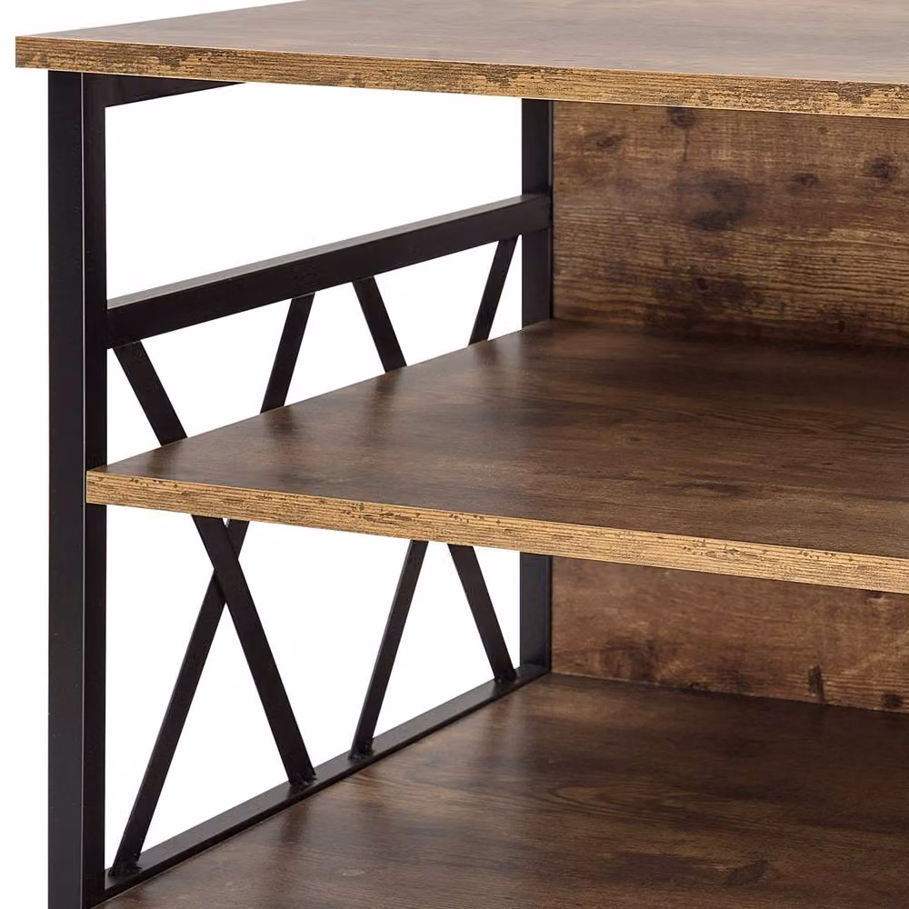 Wyld and Coco Industrial TV Stand in Brown with 4 Shelves, W/D/H: 120 x 51 x 57 cm – 5