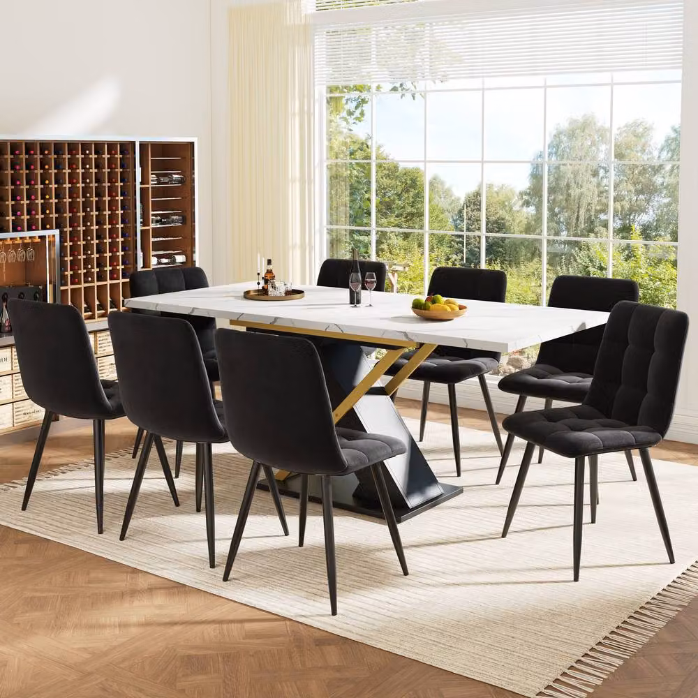 BTM Extendable Rectangular Dining Table with X-Frame Legs in Black – 3