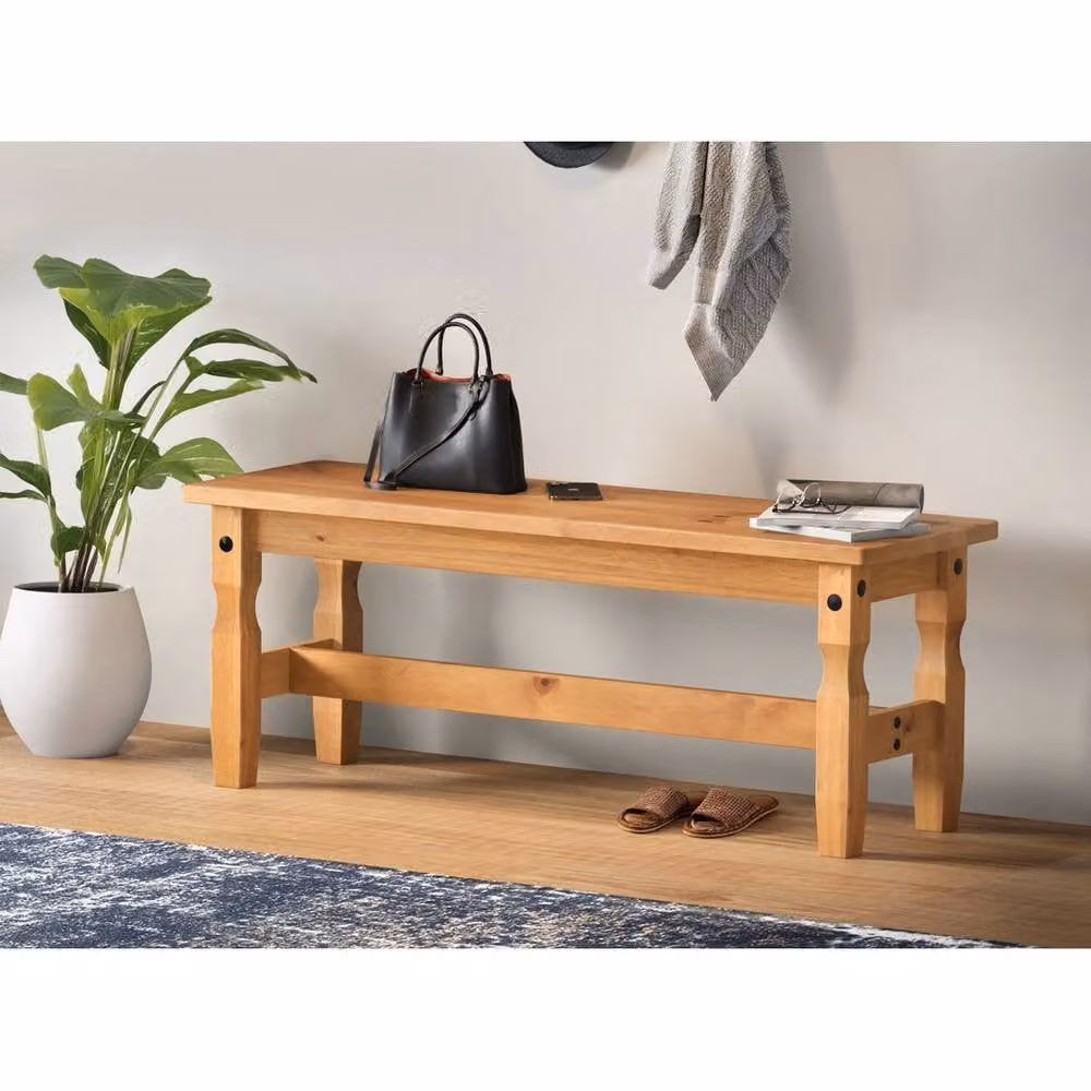 FORGEVIO Mexican Solid Wood Dining Bench in Natural Brown – 3