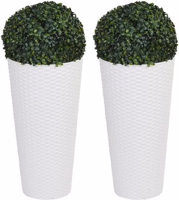 URBNLIVING Modern Round Tabletop Garden Planters in White, Grey or Black, W/D/H: 25 x 25 x 28 cm