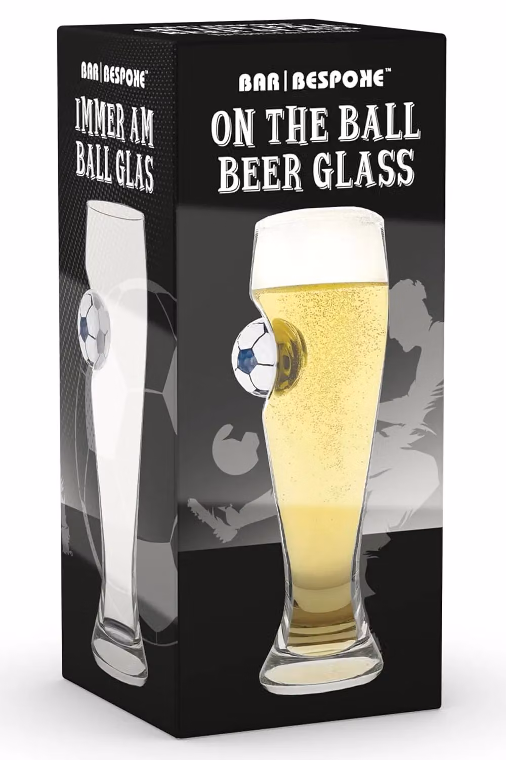 Bar Bespoke Football Pilsner Crystal Beer Glass, 400ml, Clear – 4