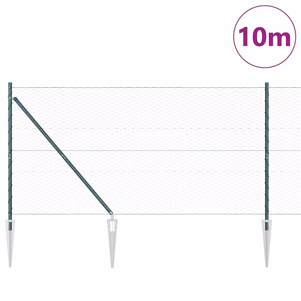 Berkfield Home Green Powder-Coated Steel Hexagon Fence, H: 120 cm x W: 10 m – 2