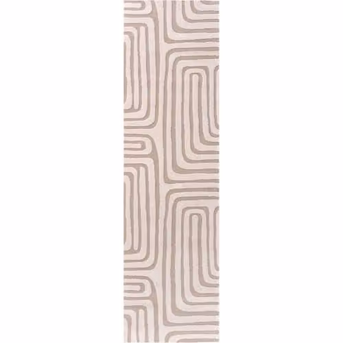 THE RUGS Loft Collection Modern Textured Geometric Living Room Rug in Beige, W: 80 cm, L: 300 cm – 1