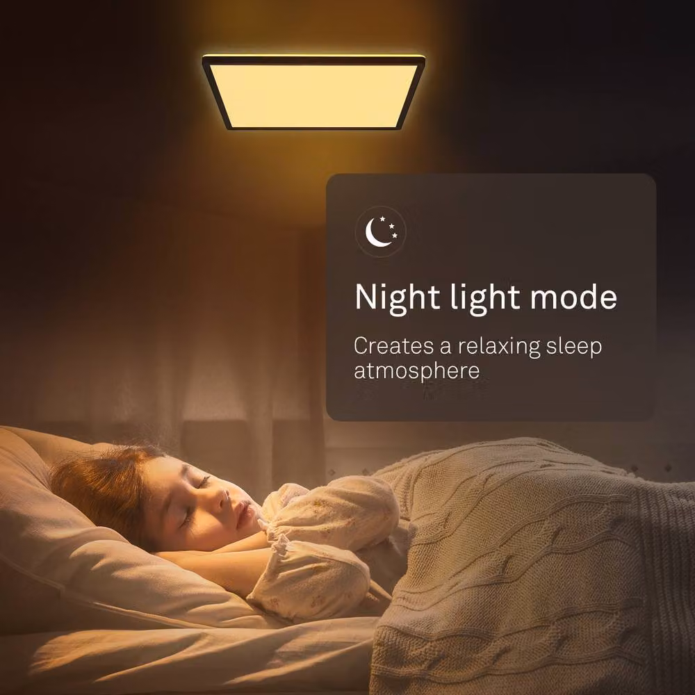 B.K.Licht Black LED Slim Ceiling Panel with Remote Control, Dimmable CCT, IP44, W/D/H: 42 x 42 x 3 cm – 8