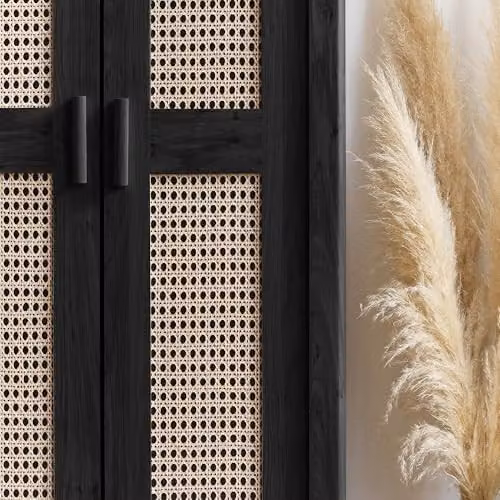 Julian Bowen Sydney 2 Door Rattan Wardrobe in Black Ash, H 202 x W 80 x D 55 cm – 4