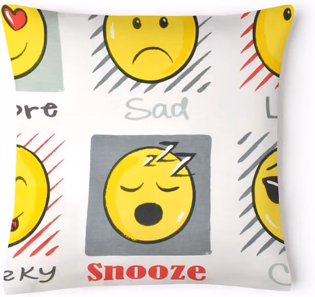 Velosso White Graphic Square Emoji Cushion