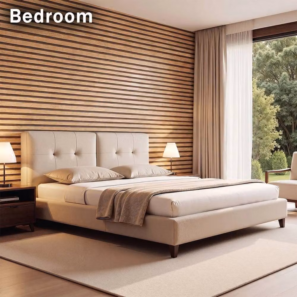 NESTLUNE Brown 3D Wood Panel Effect Slat Panelling Wallpaper, W: 100 cm, H: 15 cm – 5
