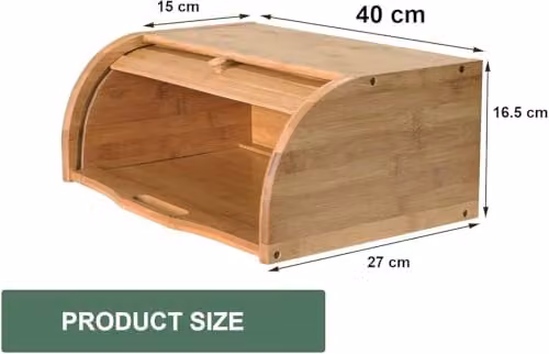 MantraRaj Bamboo Roll Top Bread Bin in Brown, W/D/H: 40 x 40 x 27 cm – 2