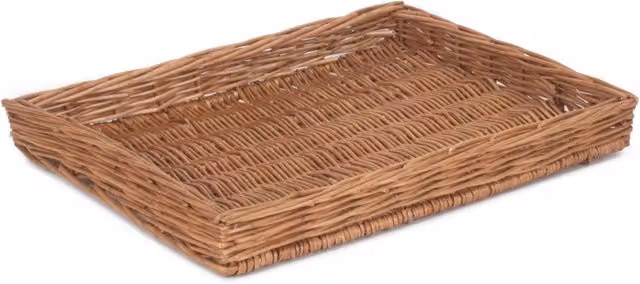 Rectangular Brown Wicker and Rattan Red Hamper
