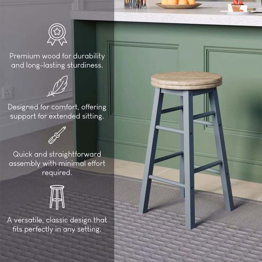 FORGEVIO Wooden Revolving Bar Stools in Grey – 4