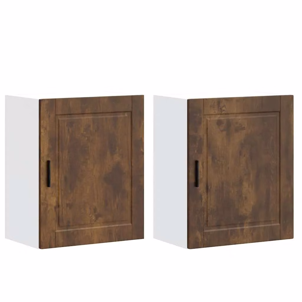Berkfield Home Porto Kitchen Wall Cabinets, Set of 2, Smoked Oak and Black Engineered Wood – 1