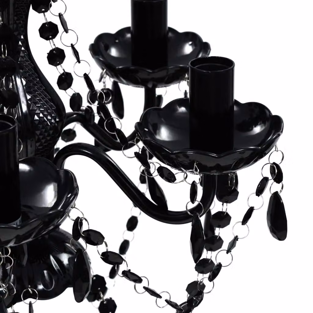 Berkfield Home Black Crystal Light Ceiling Lamp with 5 LED Bulbs – 3