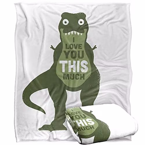 Bcreative David Olenick Amourosaurus Silky Touch Super Soft Fleece Throw Blanket, White, W/D/H: 152 x 127 cm – 1