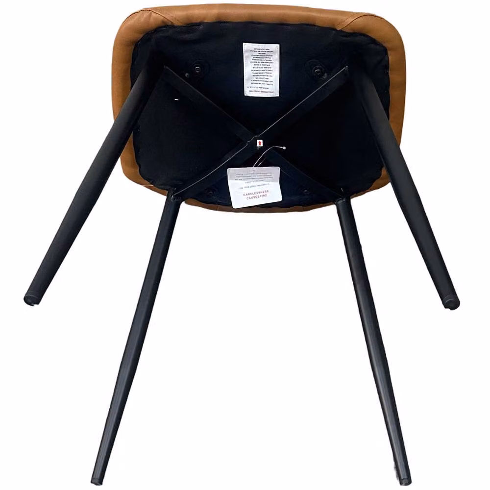 IH Design Corona Set of 4 Dining Chairs in Tan Synthetic Leather with Steel Legs – 3
