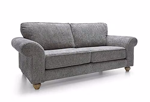 Abakus Direct Ingrid 3 Seater Sofa in Steel Grey with Braided Chenille Fabric, W/D/H: 215 x 95 x 90 cm – 4