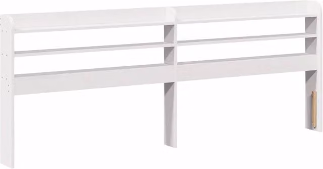 Berkfield Home White Rustic Solid Wood Pine Headboard with Integrated Bedside Shelves, 200 cm