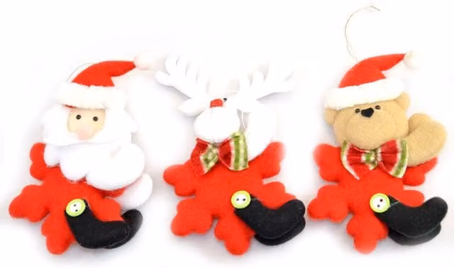 Shatchi Set of 3 Red Soft Teddy Animal Hanging Christmas Tree Decorations