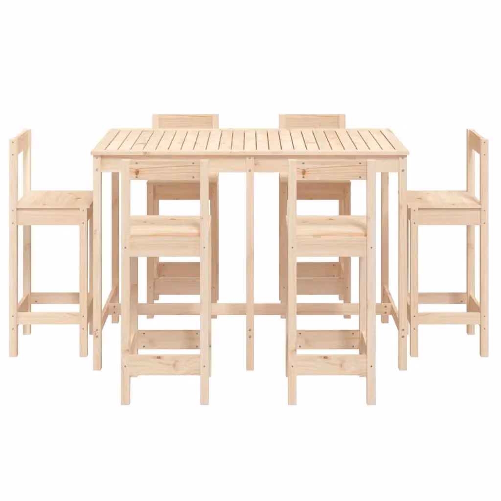 Berkfield Home 7 Piece Rustic Solid Wood Pine Garden Bar Set in Brown – 3