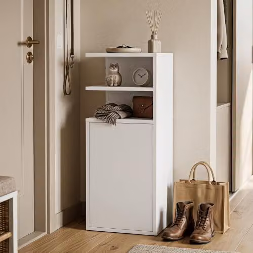 HOMCOM Set of 2 Slim Bedside Tables with Open Cubbies in White, W/D/H: 30 x 25 x 60 cm – 4
