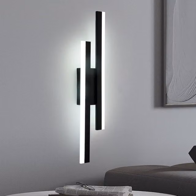 COMELY Modern 16W LED Up and Down Wall Light in Black with 6500K Cool White Light
