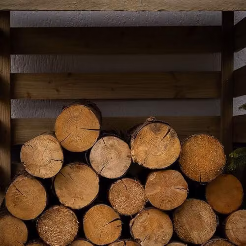 Forest Garden Compact Wooden Pent Log Store in Brown – 4
