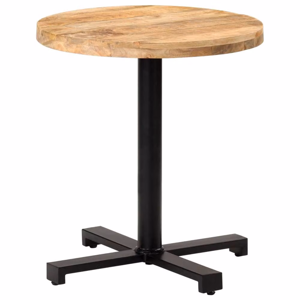 Berkfield Home Round Rustic Mango Wood Bistro Table in Brown and Black, Diameter: 70 cm, Height: 75 cm – 2