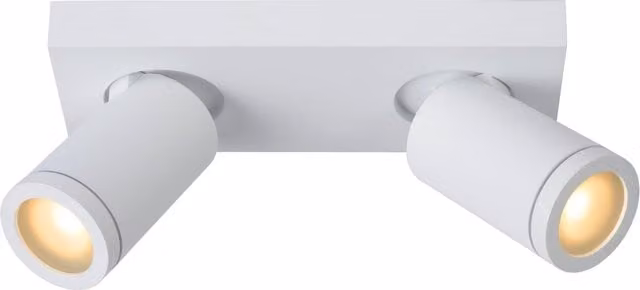 Lucide Taylor White Dimmable Tiltable LED Twin Ceiling Spotlight for Bathrooms with GU10 Bulbs