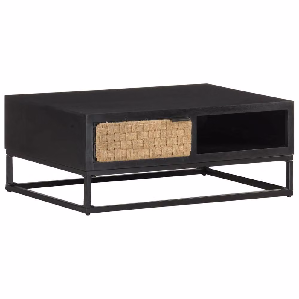 Berkfield Home Industrial Mango Wood Coffee Table in Black, W: 90 cm, D: 60 cm, H: 35 cm – 2