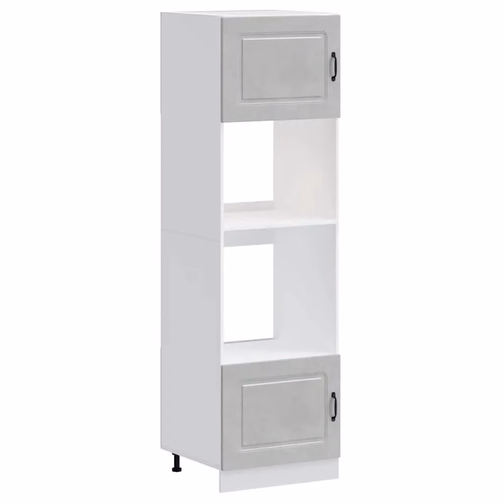 Berkfield Home Lucca Set of 2 Freestanding Kitchen Appliance Housing Units in Concrete Grey Matt Engineered Wood