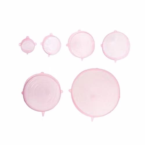Orsina Set of 6 Pink Silicone Stretch Lids, Airtight and Leakproof Flexible Covers for Jars and Containers – 1