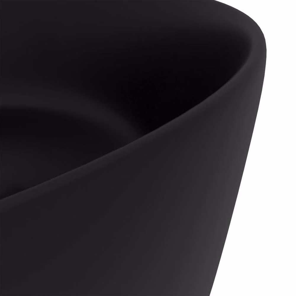 Berkfield Home Luxury Round Ceramic Wash Basin in Matt Black, W/D/H: 40 x 40 x 15 cm – 4