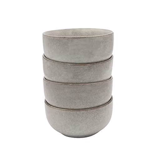 Cooks Professional Set of 4 Nordic Grey Ceramic Stoneware Dipping Bowls with Reactive Glaze, Diameter: 11 cm