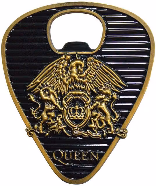 Queen Classic Gold Crest Plectrum Bottle Opener in Black and Gold Metal – 1