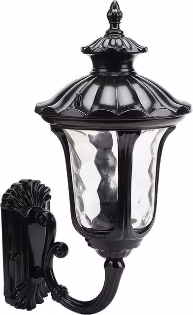 Living Star Classic Black Textured Outdoor Wall Lantern with Glass and Aluminium