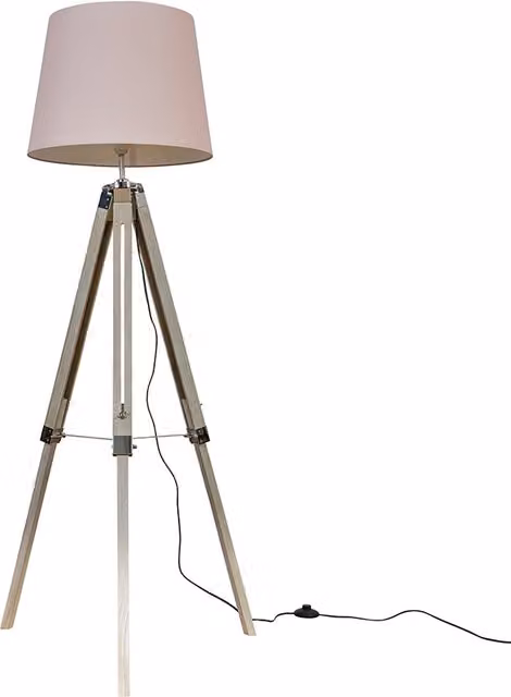 Clipper Brown Floor Lamp with Dusky Pink Fabric Shade XL