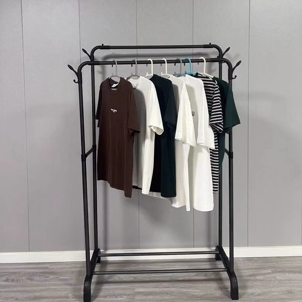 PAWNORA Double Clothes Rail and Shoe Storage Display Stand in Matt Black – 3