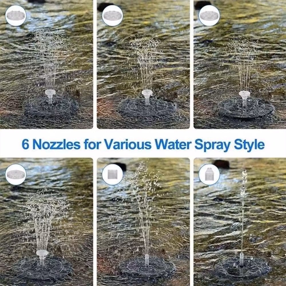 NESTLUNE Solar Fountain Pump with Multi Nozzle for Bird Baths and Gardens, Black, W/D/H: 100 x 15 x 15 cm – 3