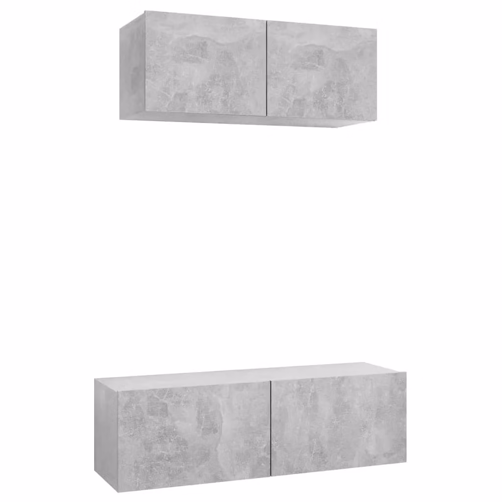 Berkfield Home 2 Piece Modern Wall Mounted TV Cabinet Set in Concrete Grey Engineered Wood – 2
