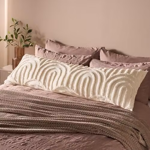OHS Tufted Arches Bolster Pillow for Maternity Support and Side Sleepers, Cream/Beige, W: 135 cm, D: 45 cm